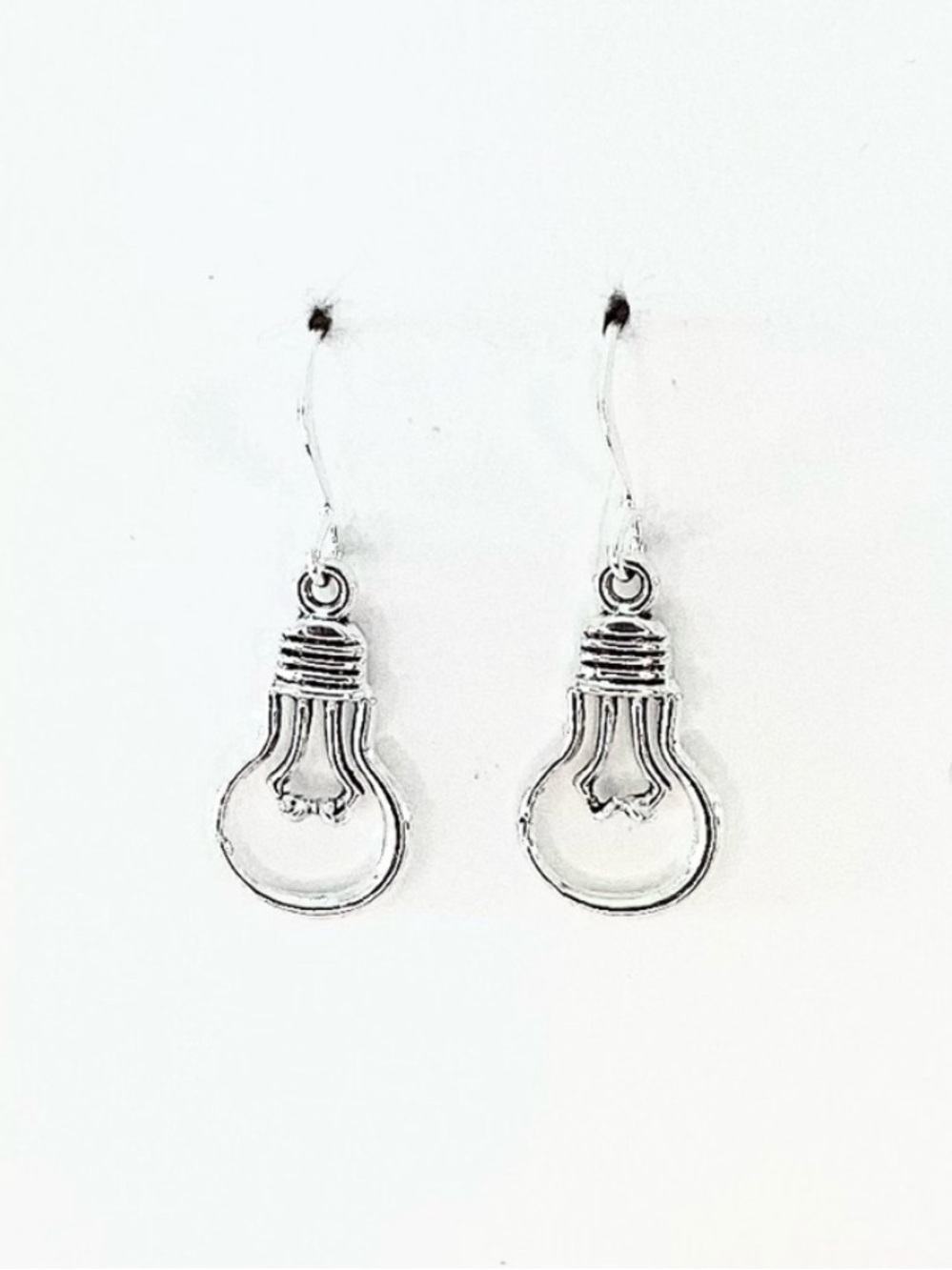 New! Silver Light Bulb Drop Earrings